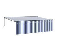vidaXL Store motorisé Bleu et Blanc en Polyester 4,5 x 3 m, résistant aux UV, déperlant, rétractable, Style Moderne pour terrasses et balcons, Cadre en Acier, modèle électrique
