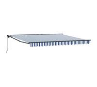 vidaXL Store rétractable 4 x 3m Bleu/Blanc. Il est résistant aux UV, Fait en Polyester avec Une Structure en Aluminium. Se Fixe au Mur, Ajustement Manuel, étanche et résistant à la décoloration grâce