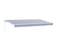 vidaXL Store rétractable Bleu et Blanc 3,5 x 2 m, résistant aux UV, avec Un Cadre en Aluminium. Il a des Rayures en Polyester et des Bras réglables. C'est Une Solution Manuelle d'ombrage pour Les ter