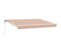 vidaXL Store rétractable Bleu et Orange 3,5 x 2 m en Tissu Aluminium, résistant à l'eau et aux UV, Manuel pour Balcon, Solution d'ombre Moderne avec Supports d'installation pour Patio et terrasse
