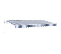 vidaXL Store rétractable extérieur Bleu et Blanc rayé 3,5 x 2 m en Polyester et alu, résistant à l'eau et aux UV. Monté au Mur avec Bras réglables, télécommande, Solution d'ombre modèle 2017.