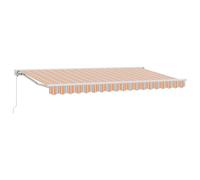vidaXL Store rétractable extérieur Bleu, Orange et Blanc 4x2m. Structure en alu résistante aux UV, imperméable et Anti-décoloration. Manuel et réglable, monté au Mur. Solution d'ombre pour Patio, Bal