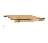 vidaXL Store rétractable Jaune et Gris 3,5 x 2 m en Polyester. Ombre Manuelle, Bras réglables, résistant aux UV, imperméable, Multicolore, Cadre en Aluminium, abri de Jardin extérieur.