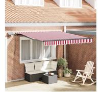 vidaXL Auvent Rétractable Rouge et Blanc 350 x 250 cm Tissu, Auvent rectangulaire rétractable Moderne, Ombre extérieure pour Jardin et terrasse, Protection Solaire Flexible