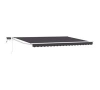 vidaXL Store rétractable Manuel avec LEDs Anthracite et Blanc 5 x 3 m, Solution Moderne de Protection Solaire, Store rétractable, Auvent de Jardin, résistant et LED pour Votre terrasse