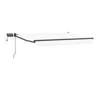 vidaXL Store rétractable Manuel avec LEDs Blanc 3,5 x 2,5 m, Un Store Manuel Moderne, Durable et rétractable, avec éclairage LED, pour Votre Porche ou Jardin