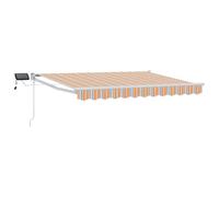 vidaXL Store rétractable Manuel avec LEDs Bleu et Orange 3,5 x 2,5 m, Un Store Manuel Moderne, Durable et rétractable, avec éclairage LED, pour Votre Porche ou Jardin