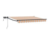 vidaXL Store rétractable Manuel avec LEDs Bleu et Orange 3 x 2,5 m, Un Store Manuel Moderne, Durable et rétractable, avec éclairage LED, pour Votre Porche ou Jardin