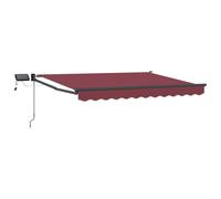 vidaXL Store rétractable Manuel avec LEDs Rouge Bordeaux 3 x 2,5 m, Un Store Manuel Moderne, Durable et rétractable, avec éclairage LED, pour Votre Porche ou Jardin