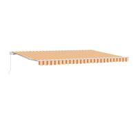 vidaXL Store Rétractable Manuel Jaune Orange Et Rayures Rouges 500X300 cm Résistant Aux UV Eau Extérieur pour Patios Jardins Stylé Tissu Rayé avec Cadre en Aluminium Parasol Pergola Ombre