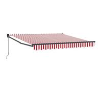 vidaXL Store rétractable Manuel rayé Rouge et Blanc 350x250 cm