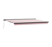 vidaXL Store Rétractable Manuel Rayé Rouge et Blanc 500X300 cm - Parasol d'Ombre pour Patios, Balcons, Jardin et Extérieur Résistant aux Intempéries