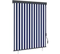vidaXL Store roulant d'extérieur 140x250 cm Bleu et blanc Bleu G