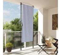 Vidaxl Store Roulant D'extérieur Bleu Et Blanc 120x270 Cm Tissu Acier