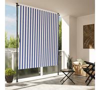 vidaXL Store roulant d'extérieur bleu et blanc 200x270 cm tissu acier