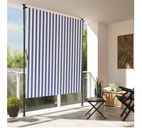 vidaXL Store roulant d'extérieur bleu et blanc 200x270 cm tissu acier