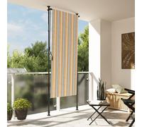 Vidaxl Store Roulant D'extérieur Jaune Et Blanc 100x270 Cm Tissu Acier