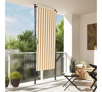 Vidaxl Store Roulant D'extérieur Orange Et Blanc 120x270cm Tissu Acier
