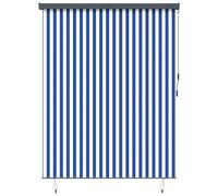 Vidaxl Store Roulant Extérieur Manuel Bleu Et Blanc 200 X 250 Cm Tissu