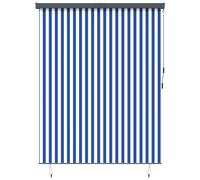 Vidaxl Store Roulant Extérieur Manuel Bleu Et Blanc 220 X 250 Cm Tissu