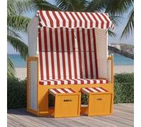 vidaXL Strandkorb avec auvent Résine tressée bois solide Rouge blanc G
