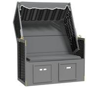 Vidaxl Strandkorb Avec Auvent Résine Tressée Et Bois Solide Anthracite