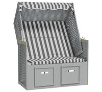 Vidaxl Strandkorb Avec Auvent Résine Tressée Et Bois Solide Gris Blanc Blanc