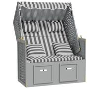 Vidaxl Strandkorb Avec Coussins Résine Tressée Bois Solide Gris Blanc Blanc