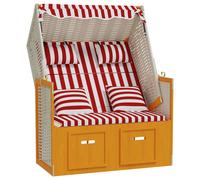 Vidaxl Strandkorb Avec Coussins Résine Tressée Bois Solide Rouge Blanc Blanc