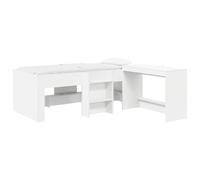 vidaXL Structure de lit avec bureau 2 pièces en bois d'ingénierie, meubles de chambre, lit rectangulaire, design moderne, bureau intégré pratique, base confortable