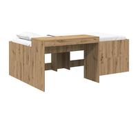 vidaXL Structure de lit avec bureau 2 pièces en chêne artisanal, solution de repos compacte, lit rectangulaire moderne pour espaces fonctionnels, meubles urbains