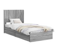 vidaXL Structure de lit avec rangement et tête de lit 3 pièces, lit avec cadre rectangulaire et style, bois moderne, meuble fonctionnel pour chambre à coucher, design peu encombrant