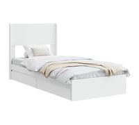 vidaXL Structure de lit avec rangement et tête de lit blanche, structure de lit moderne, rangement pratique, essentiel compact, design minimaliste en bois
