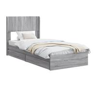 vidaXL Structure de lit avec rangement et tête de lit grise Sonoma, structure de lit moderne, rangement pratique, essentiel compact, design minimaliste en bois