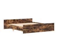 Cadre de lit tête de lit et pied de lit chêne fumé 160x200 cm 3203765