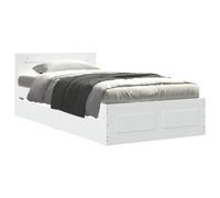 vidaXL Structure de lit avec tiroir 2 pièces Blanc Bois d'ingénierie, Lit Minimaliste, Design Fonctionnel de Chambre à coucher, Rangement, Meubles Contemporains, Style Moderne