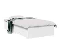 vidaXL Structure de lit avec tiroir blanc contreplaqué, base de lit moderne et minimaliste, design rectangulaire, bois ingénieur, solution peu encombrante