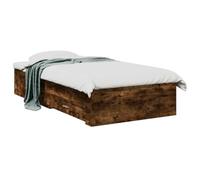 vidaXL Structure de lit avec tiroir en chêne fumé contreplaqué, base de lit moderne et minimaliste, design rectangulaire, bois ingénieur, solution peu encombrante