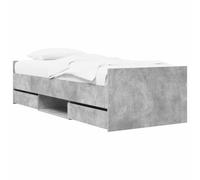 vidaXL Structure de lit avec tiroir gris béton contreplaqué, lit tendance pour chambre à coucher, solution de rangement moderne, design en bois résistant