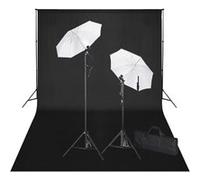 VidaXL Kit de studio et toile de fond noire 600 x 300 cm et lumières