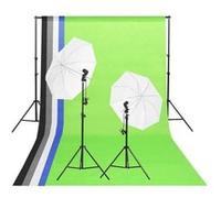 vidaXL Kit d'éclairage de studio avec toiles de fond et parapluies