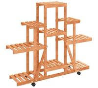vidaXL Support à fleurs 110x25x101 cm bois massif de sapin avec roues Marron