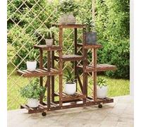 vidaXL Support à fleurs 110x25x101 cm en sapin massif avec roues pour plantes hautes