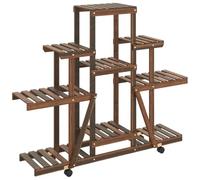 vidaXL Support à fleurs avec roues 110x25x101 cm bois massif de sapin, support pour plantes, support pour plantes hautes, support pour fleurs en bois avec roues
