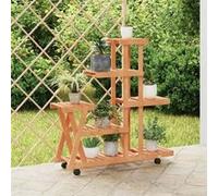 Vidaxl Support À Fleurs Avec Roues 95x25x101 Cm Bois Massif De Sapin