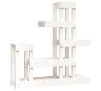 Vidaxl Support Ã Plantes Blanc 92x25x97 Cm Bois Massif De Pin
