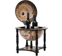 vidaXL Support à vin bar en forme de globe – Noir – Bois d'eucalyptus massif