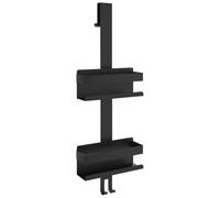 vidaXL Support de douche suspendu - Étagère de douche Noir mat Acier inoxydable 304 brossé