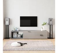 VidaXL Support De Haut-Parleur 2 Pcs Noir Verre Trempé 3 Colonnes