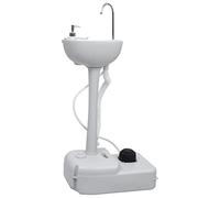 vidaXL Support de Lavage des Mains de Camping Portable Lavabo Voyage Camping-Car Chantier de Construction Evénement Alimentaire Gris 20 L